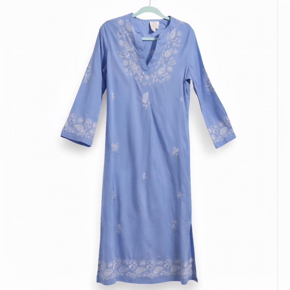 Soft Surroundings Periwinkle Blue Embroidered Maxi Dress